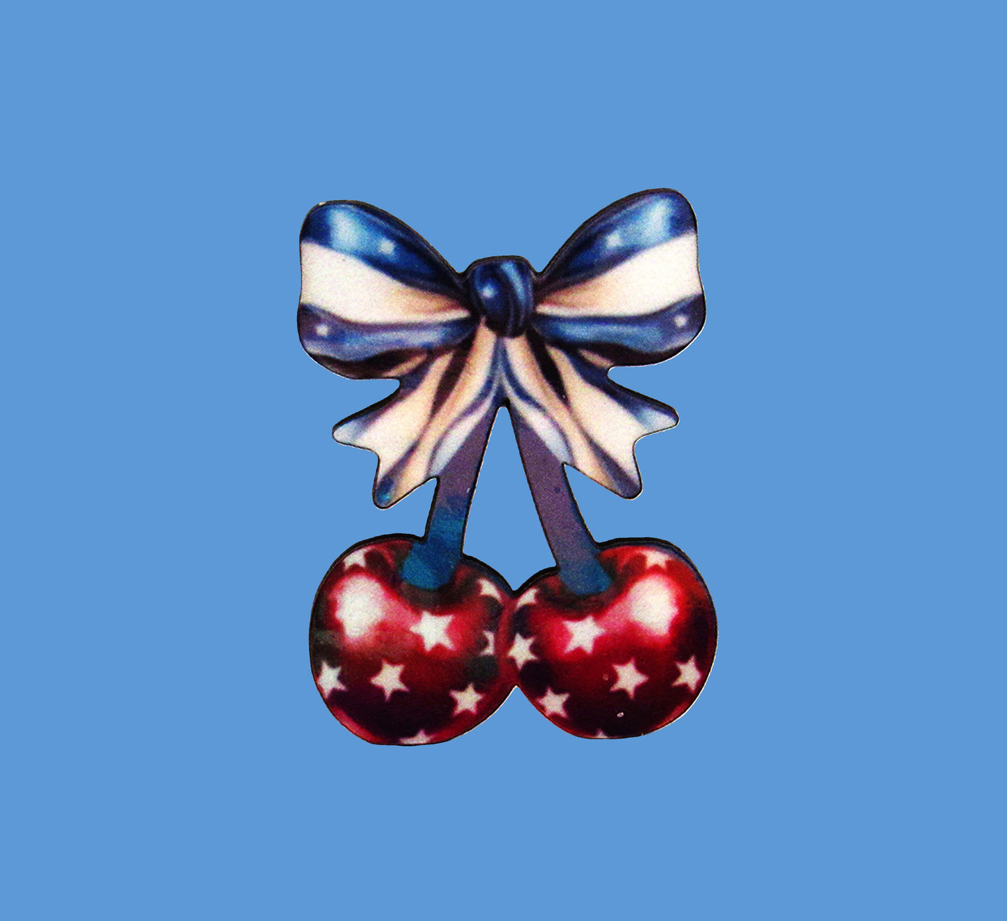 Cherries Bow Shaped Sublimated Pin 1.5 inch
