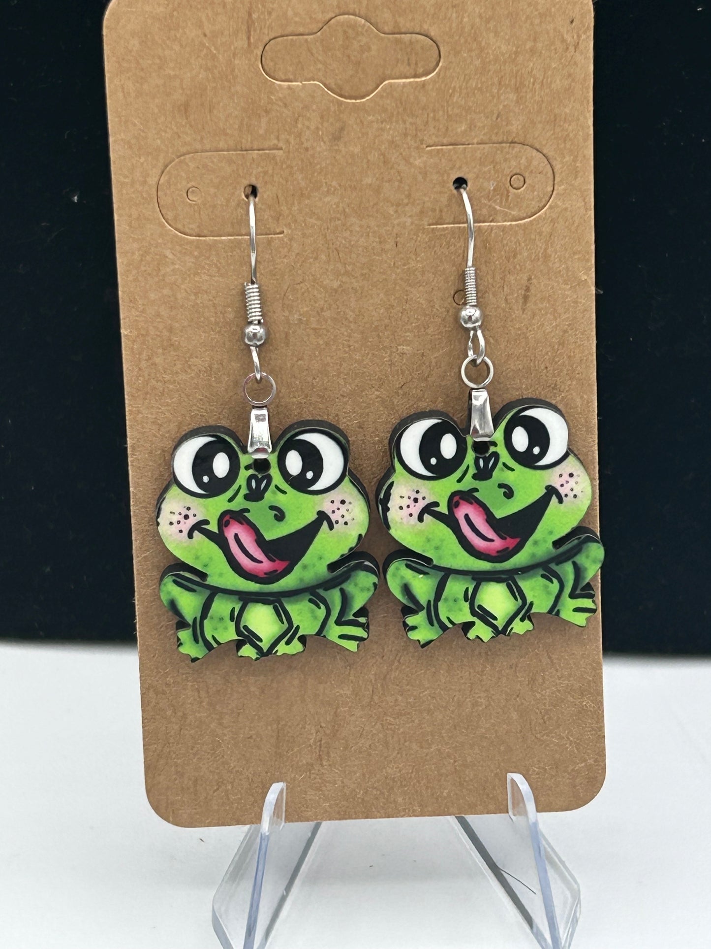 Frog Shaped Sublimented Earrings 1 inch