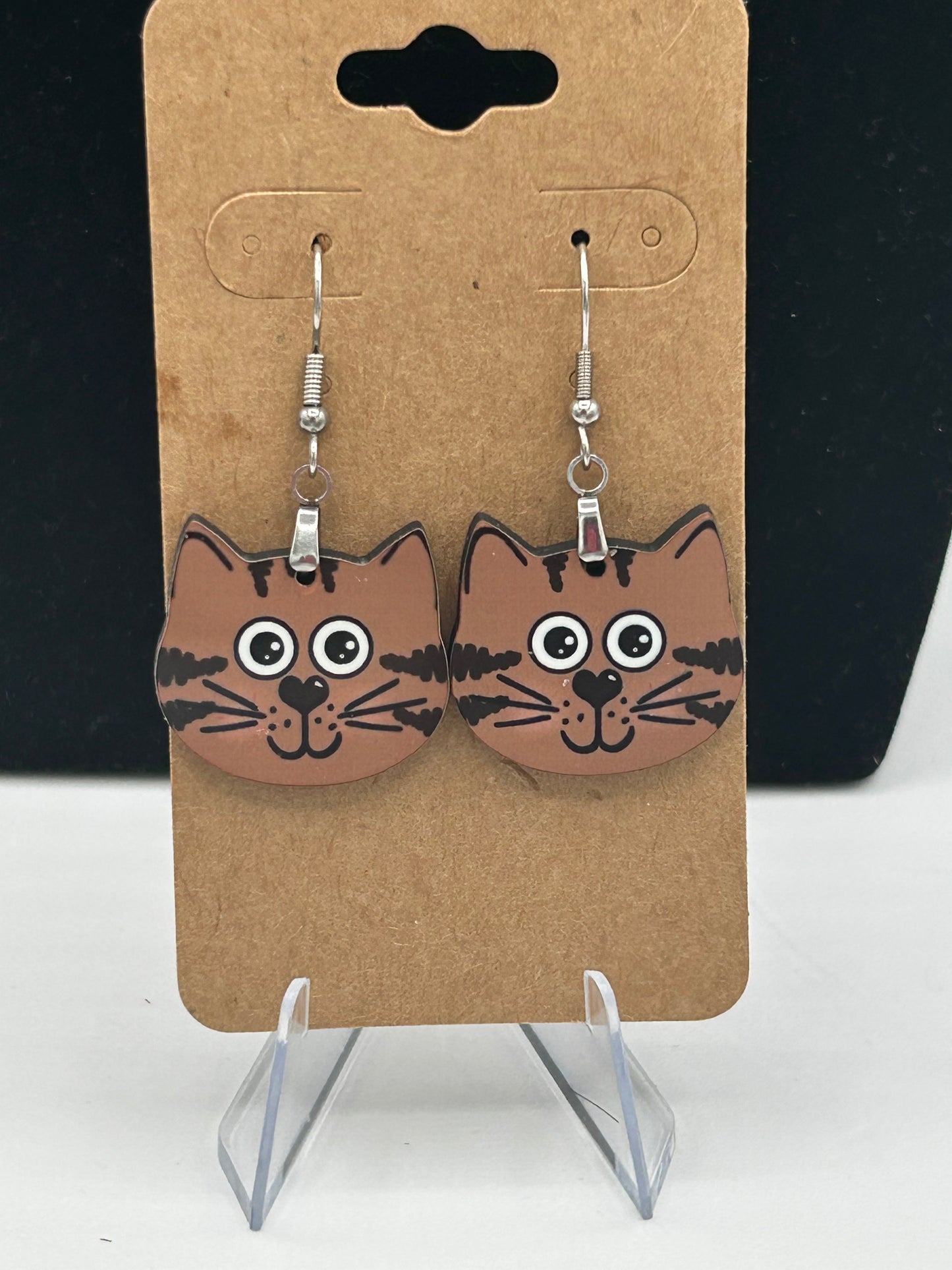 Cat Head Shaped Sublimated Earrings 1 inch