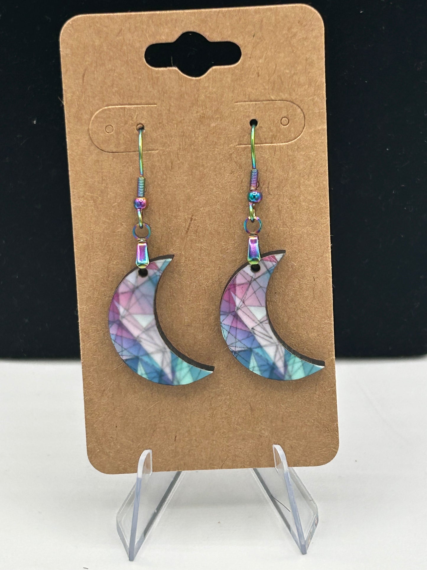 Moon Shaped Sublimated Earrings 1 inch