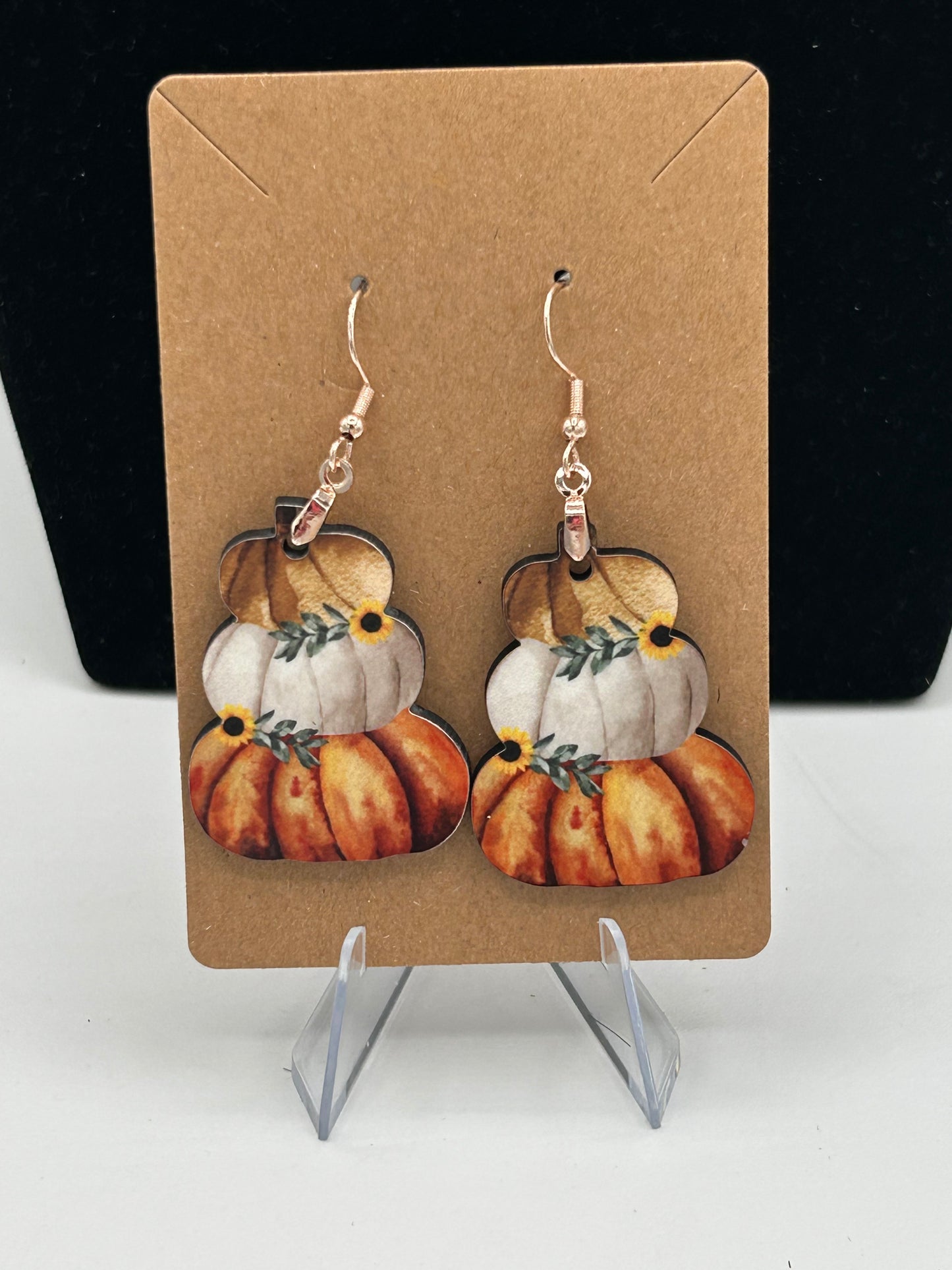 Stacked Pumpkin Sublimated Earrings 1.5 inch