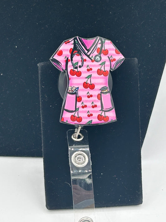 Scrub Top Shaped Sublimated Badge Reel Holder