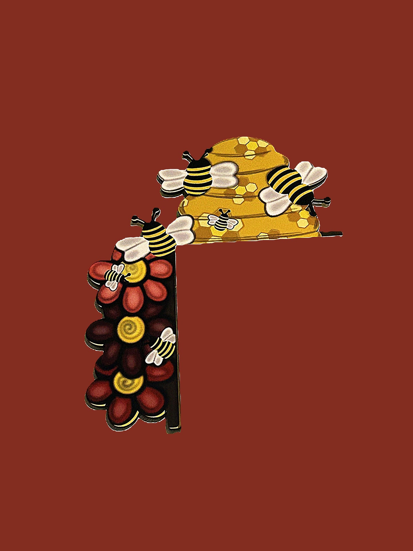 Bee Hive Shaped Sublimated Corner Sitter Left Side