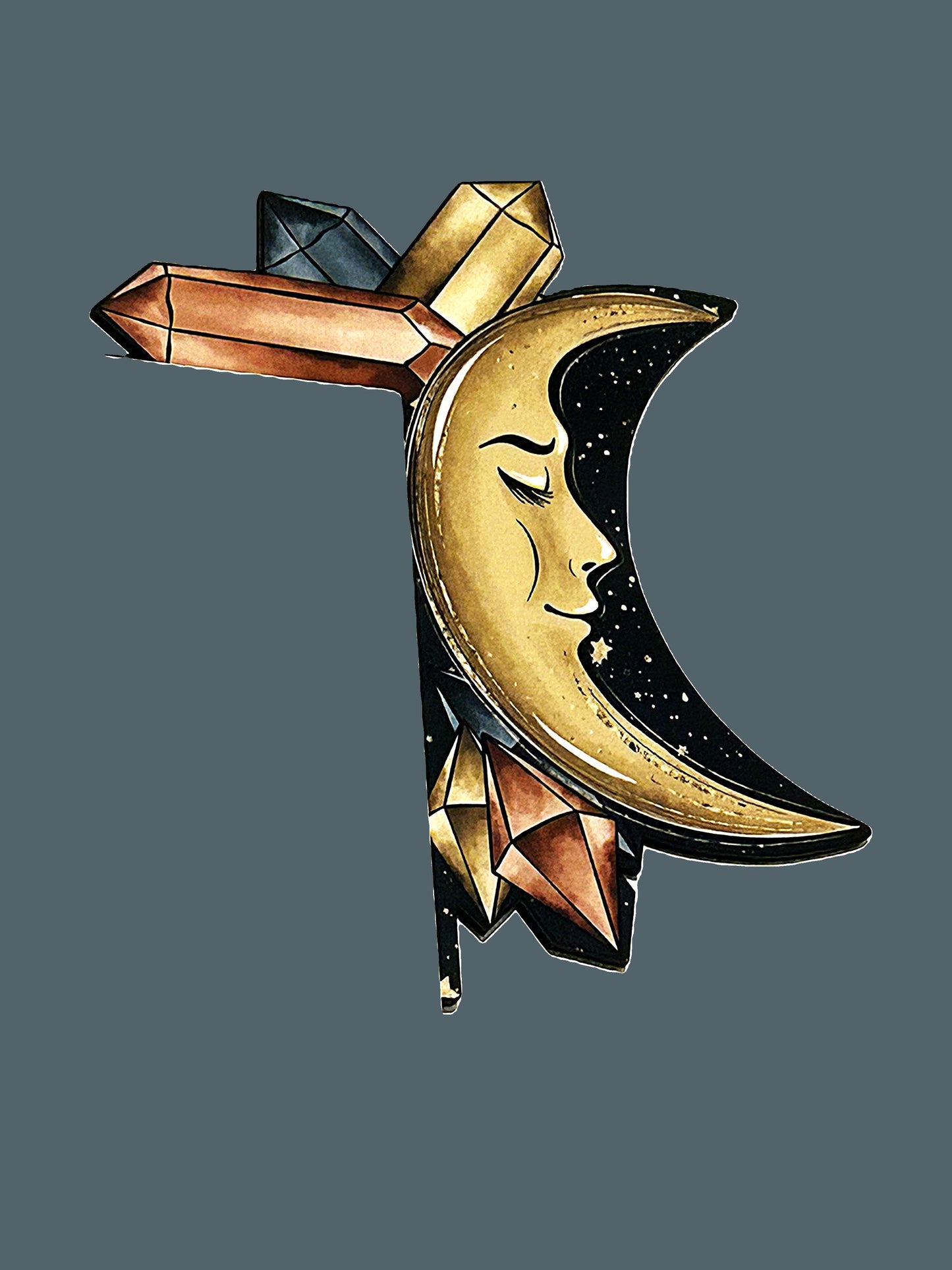 Moon and Crystals Shaped Sublimated Corner Sitter
