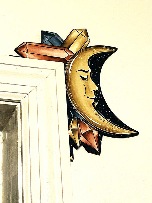 Moon and Crystals Shaped Sublimated Corner Sitter