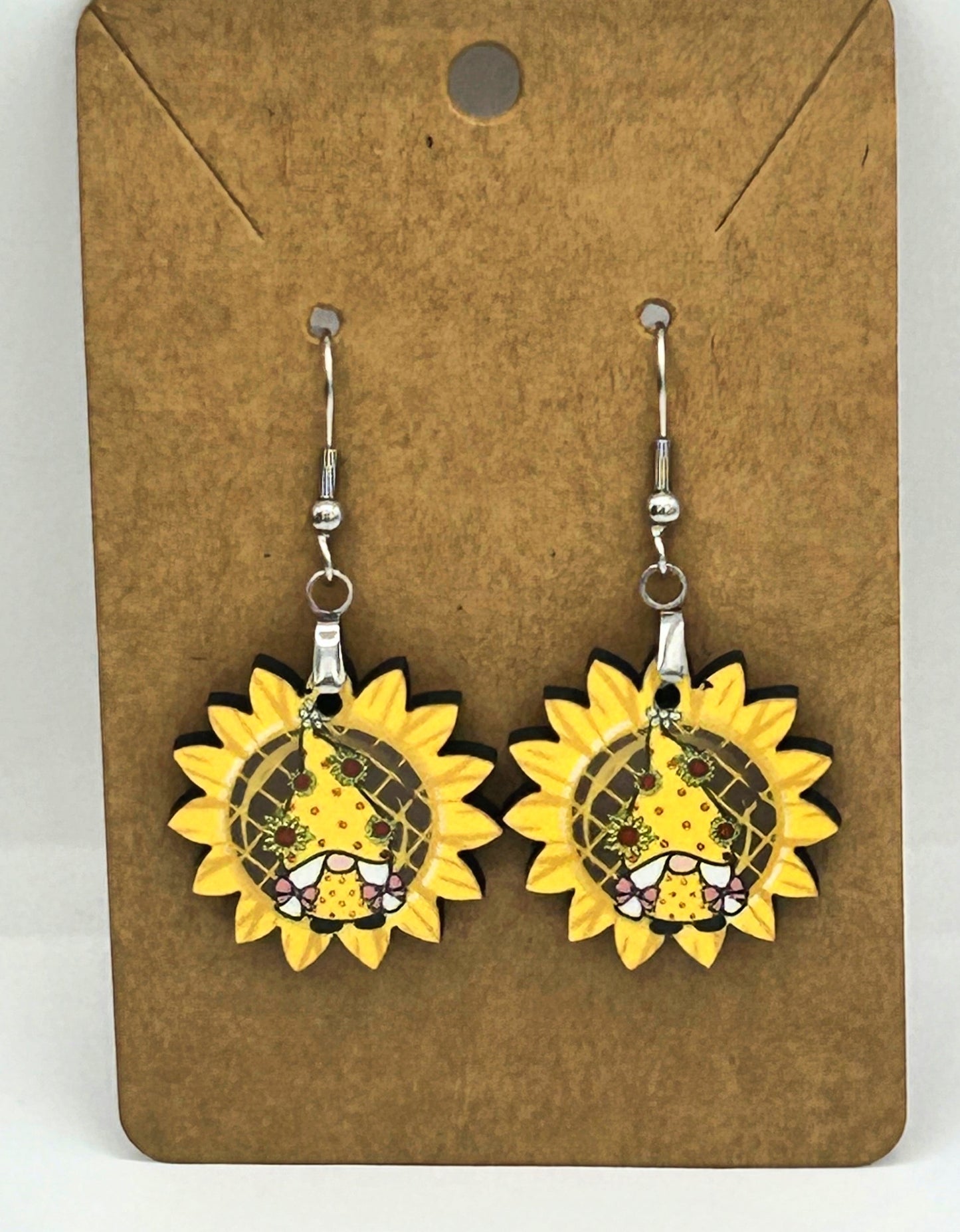 Sunflower Shaped Sublimated Earrings 1 inch