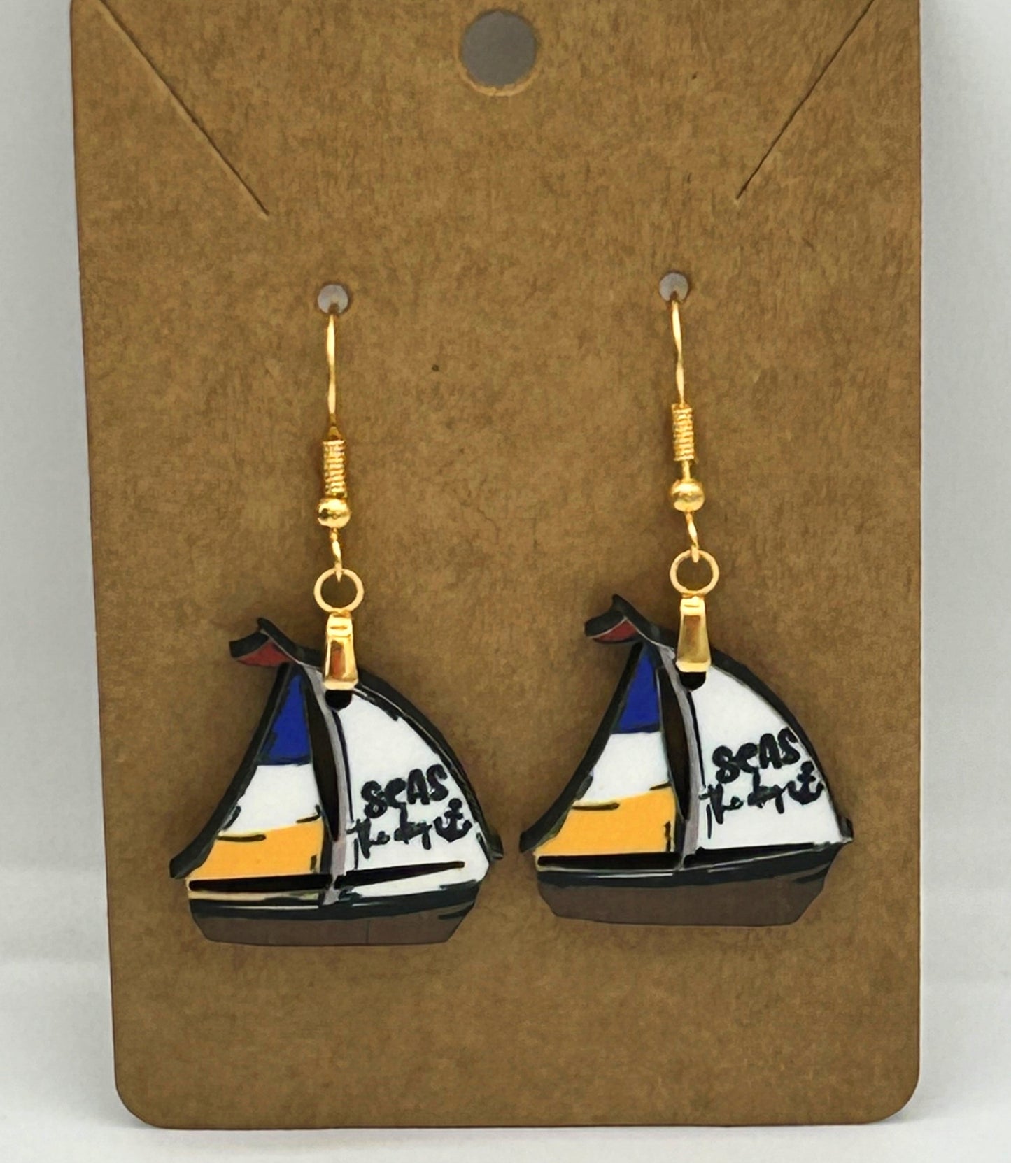 Sailboat Shaped Sublimated Earrings 1 inch