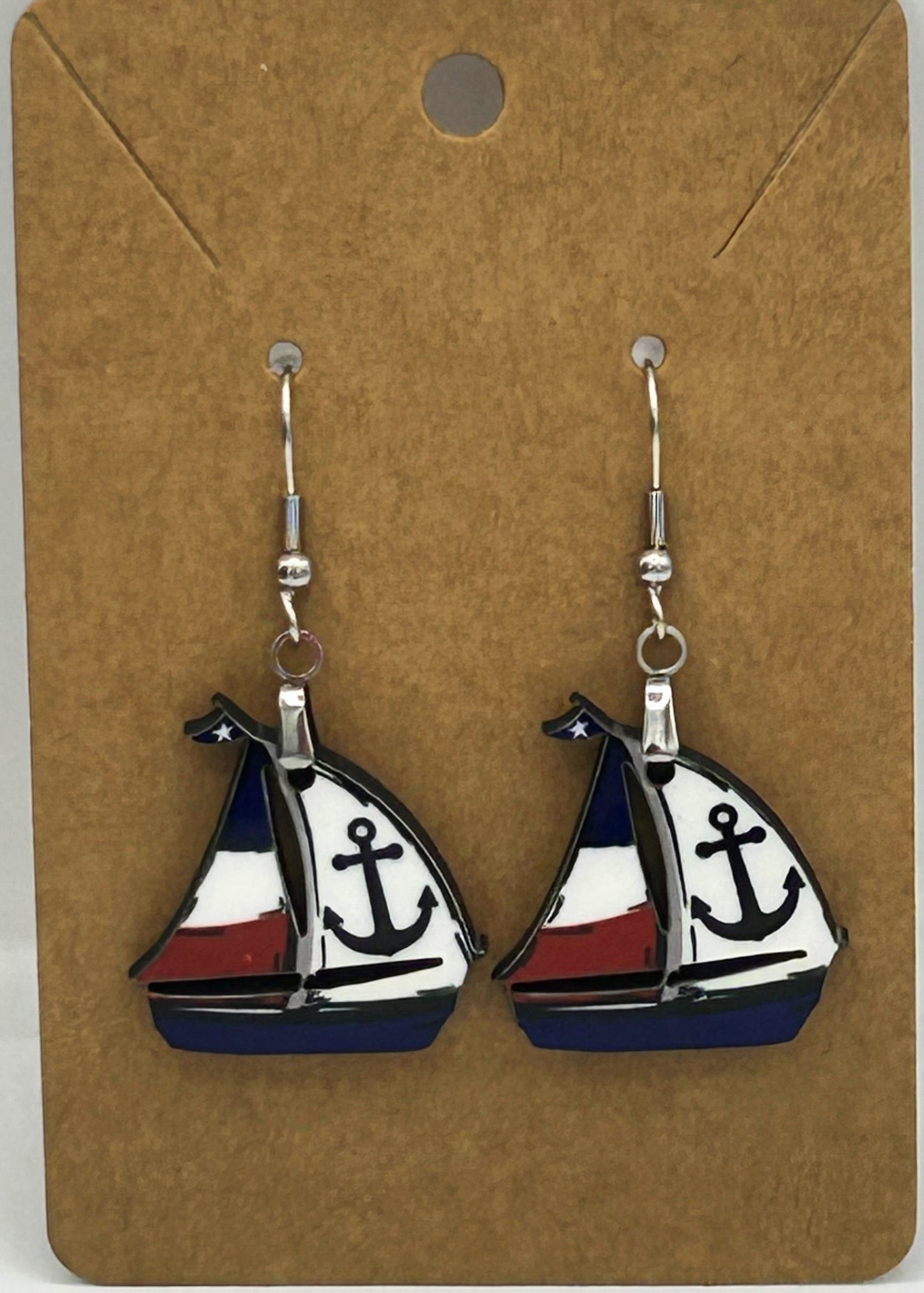 Sailboat Shaped Sublimated Earrings 1 inch
