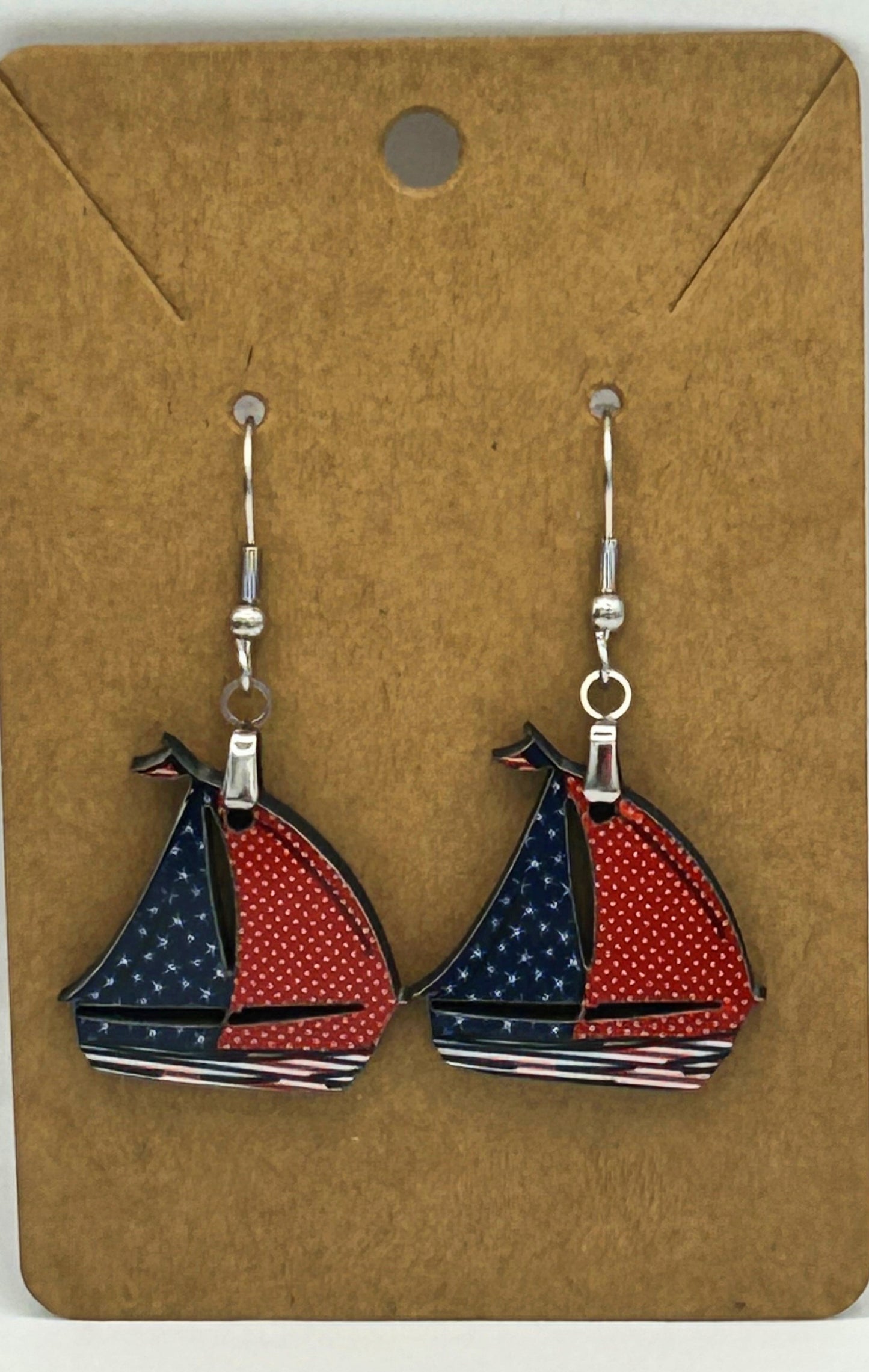 Sailboat Shaped Sublimated Earrings 1 inch