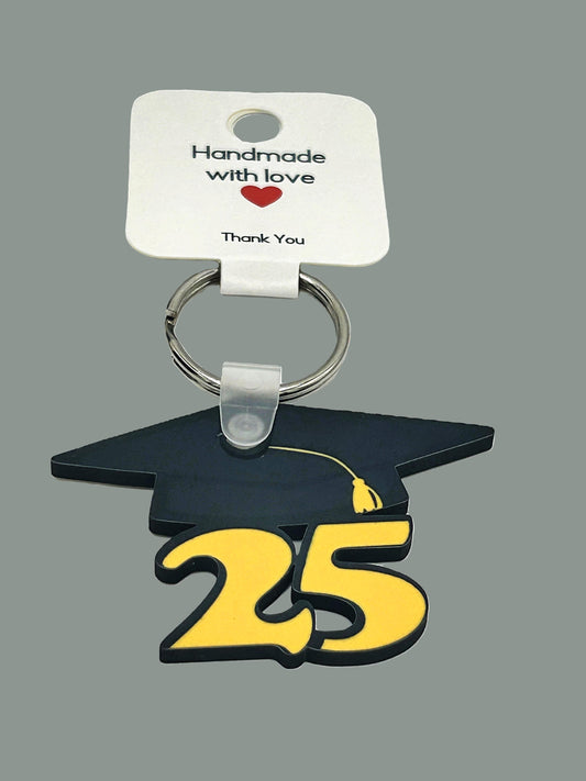 Grad 25 Shaped Sublimated Keychain (you choose)