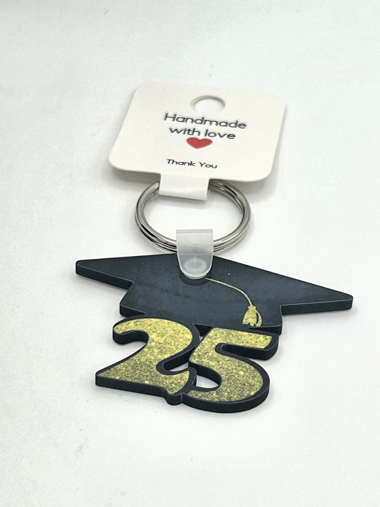 Grad 25 Shaped Sublimated Keychain (you choose)
