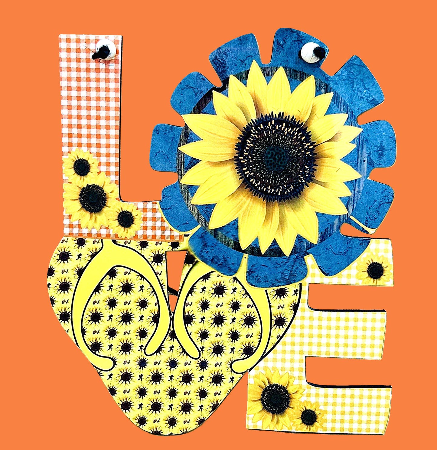 LOVE Shaped Summer Themed Sublimated Door Hanger