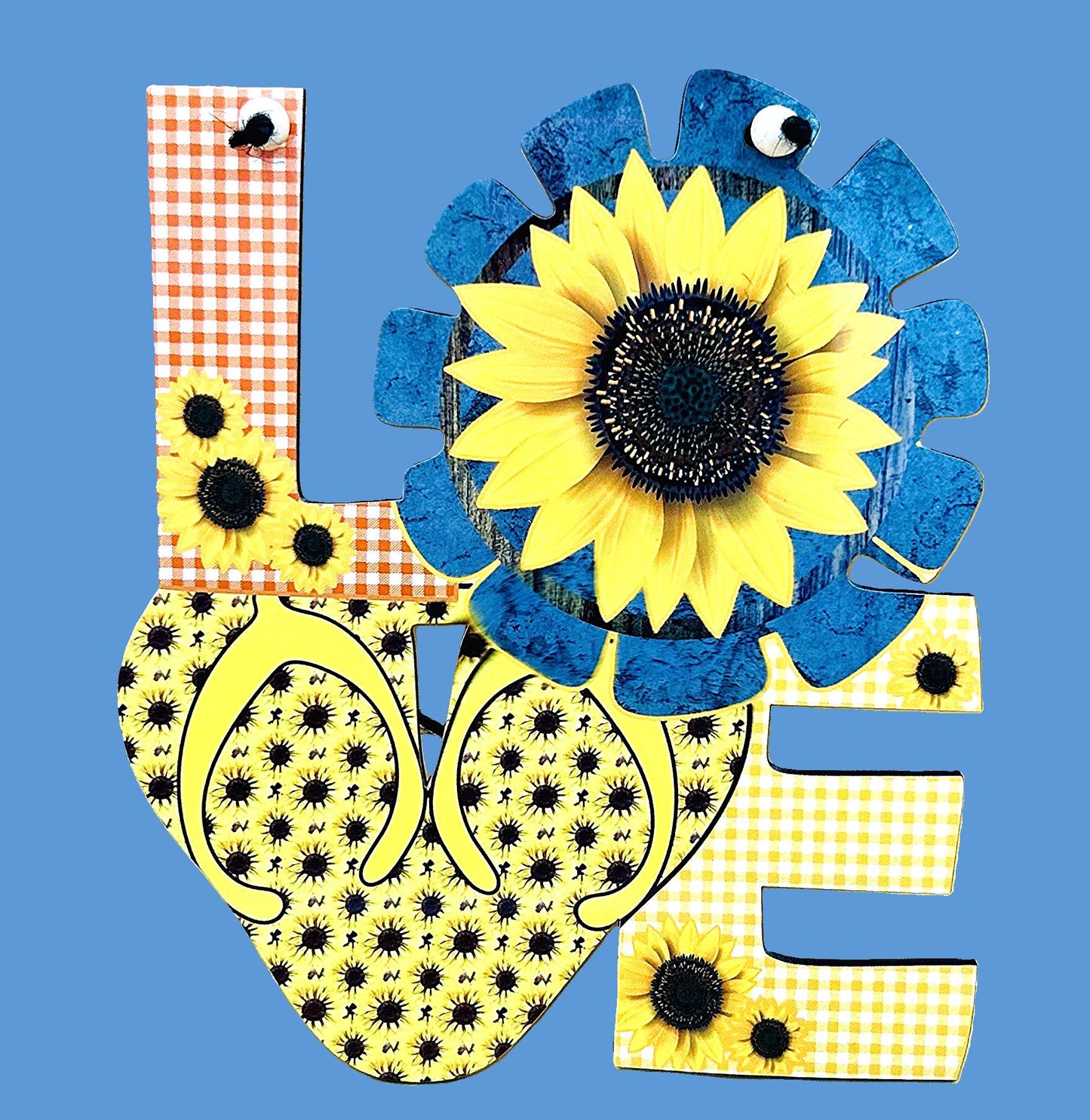 LOVE Shaped Summer Themed Sublimated Door Hanger