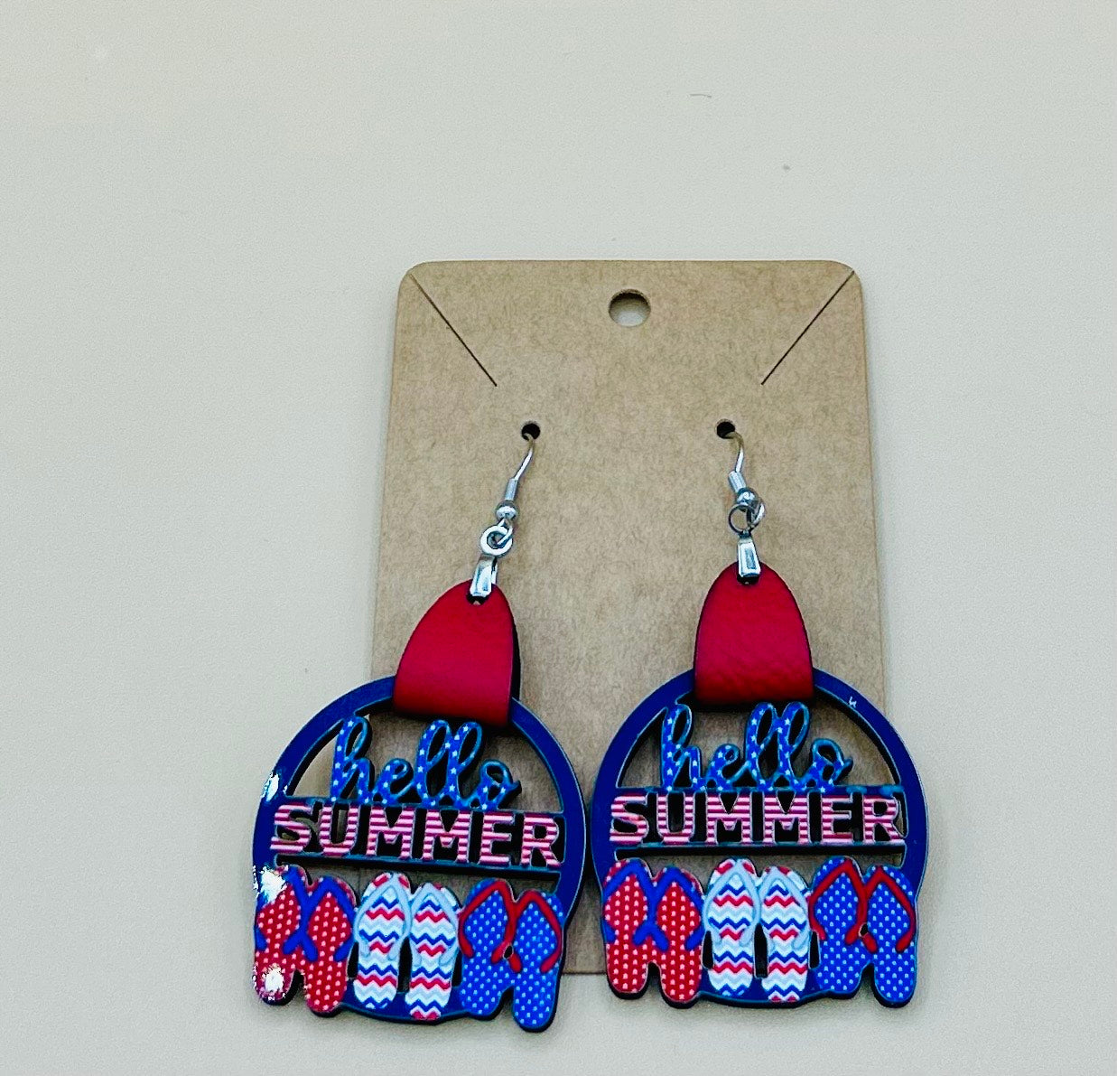 Round Hello Summer Shaped Sublimated Earrings
