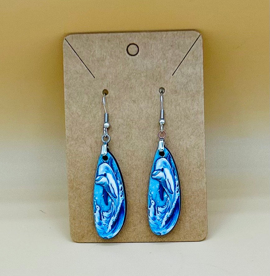 Boho Oval Bar Shaped Sublimated Earrings