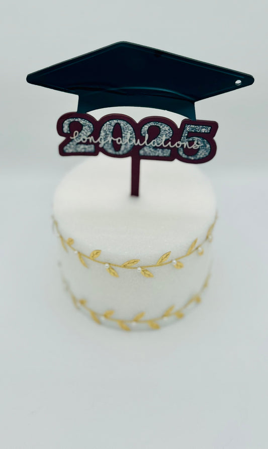 2025 Graduation Themed Sublimated Cake Topper Arcylic