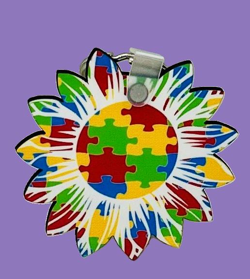 Sunflower Shaped Sublimated Keychain