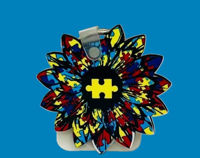 Sunflower Shaped Sublimated Keychain
