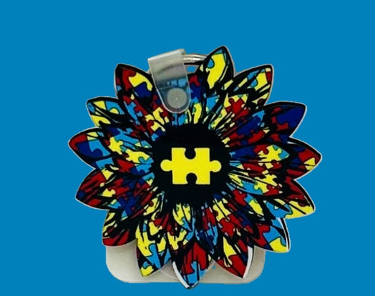 Sunflower Shaped Sublimated Keychain