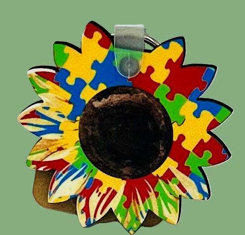 Sunflower Shaped Sublimated Keychain