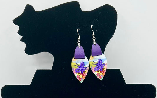 Faux Leather Teardrop Sublimated Earrings