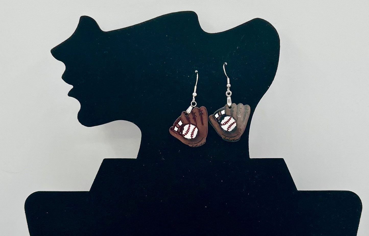 Baseball Glove Shaped Sublimated Earrings 1 inch