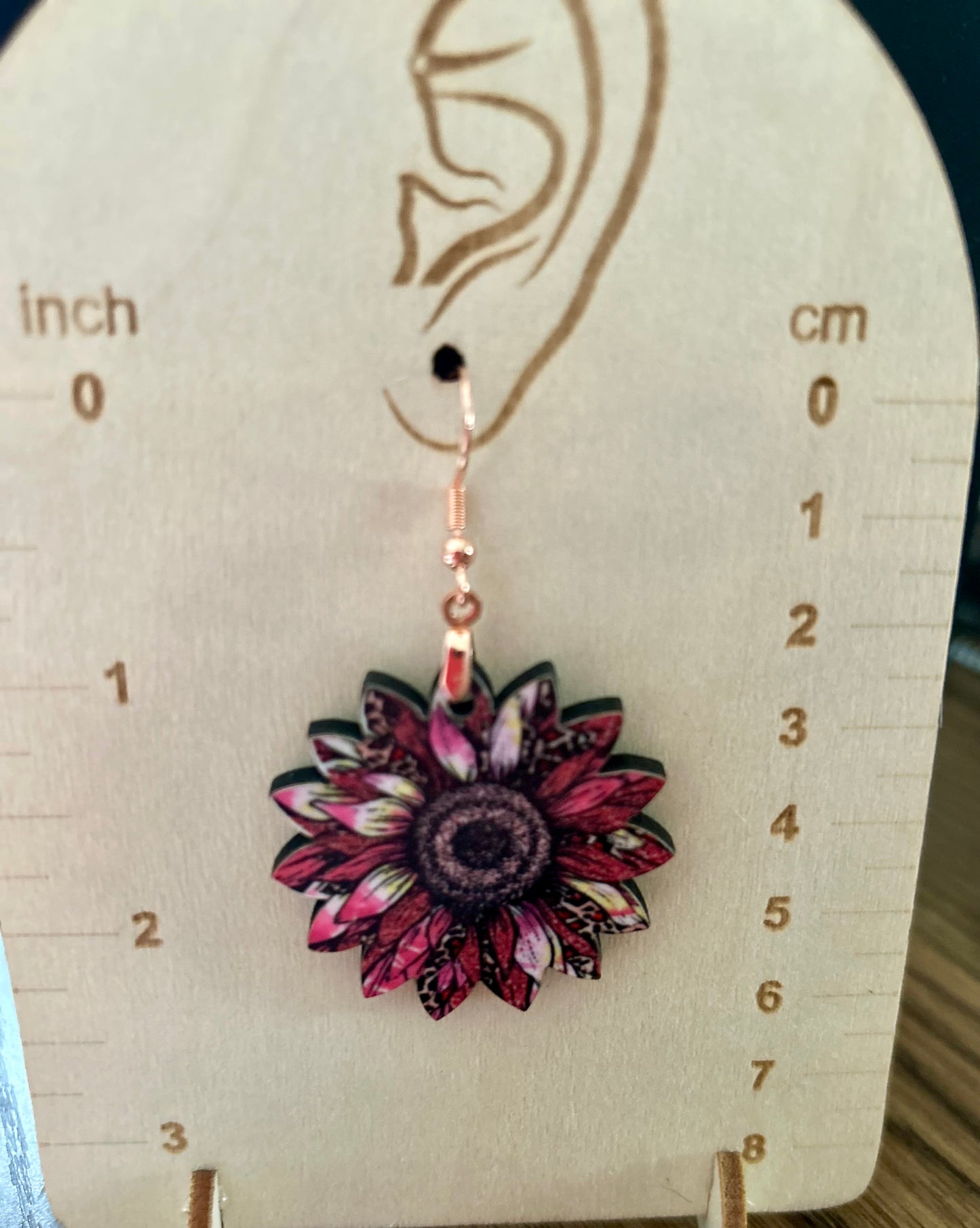 Sunflower Shaped Sublimated Earrings 1.5 inch