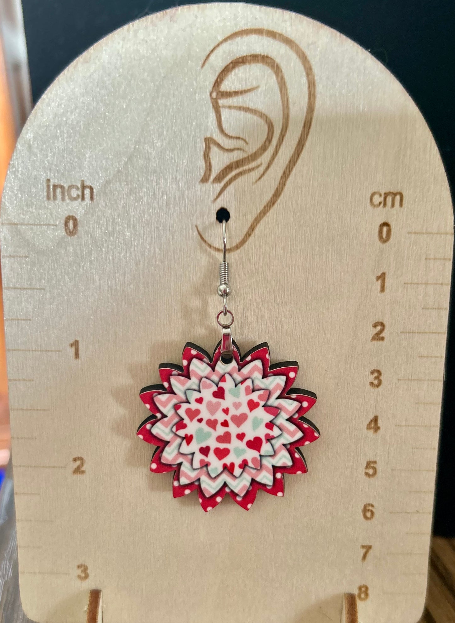 Sunflower Shaped Valentines  Themed Sublimated Earrings