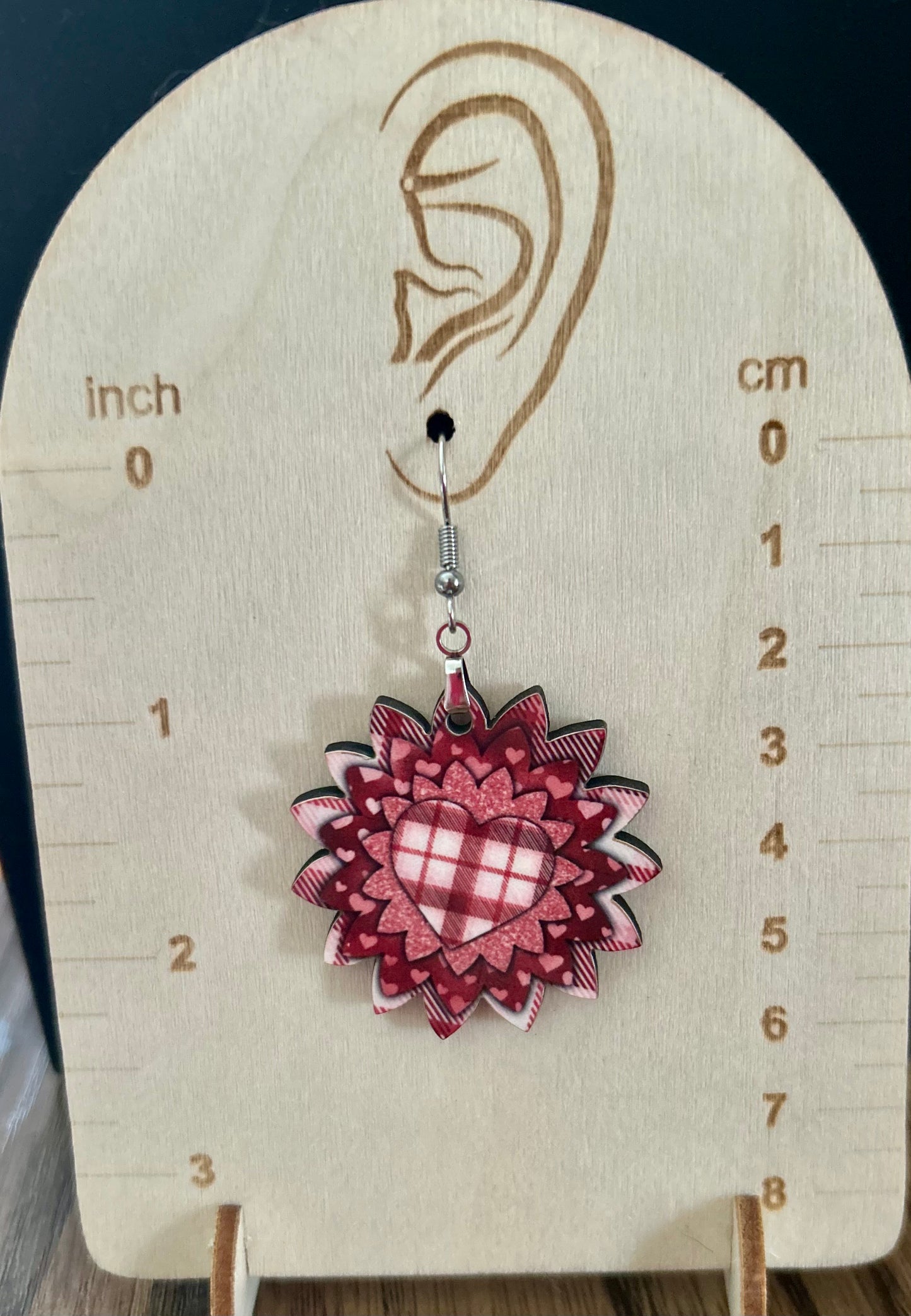 Sunflower Shaped Valentines Themed Sublimated Earrings