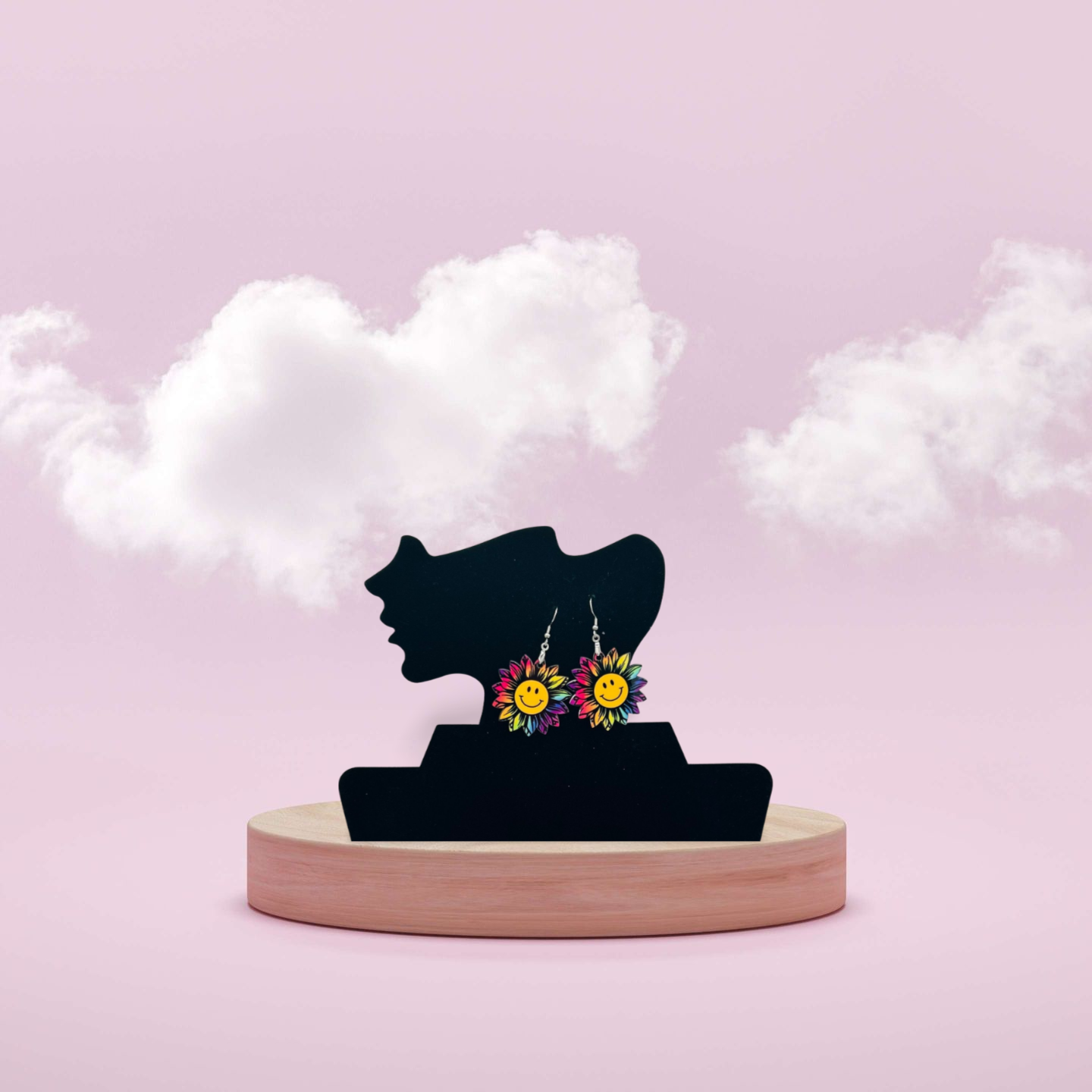 Sunflower Shaped Sublimated Earrings 1 inch