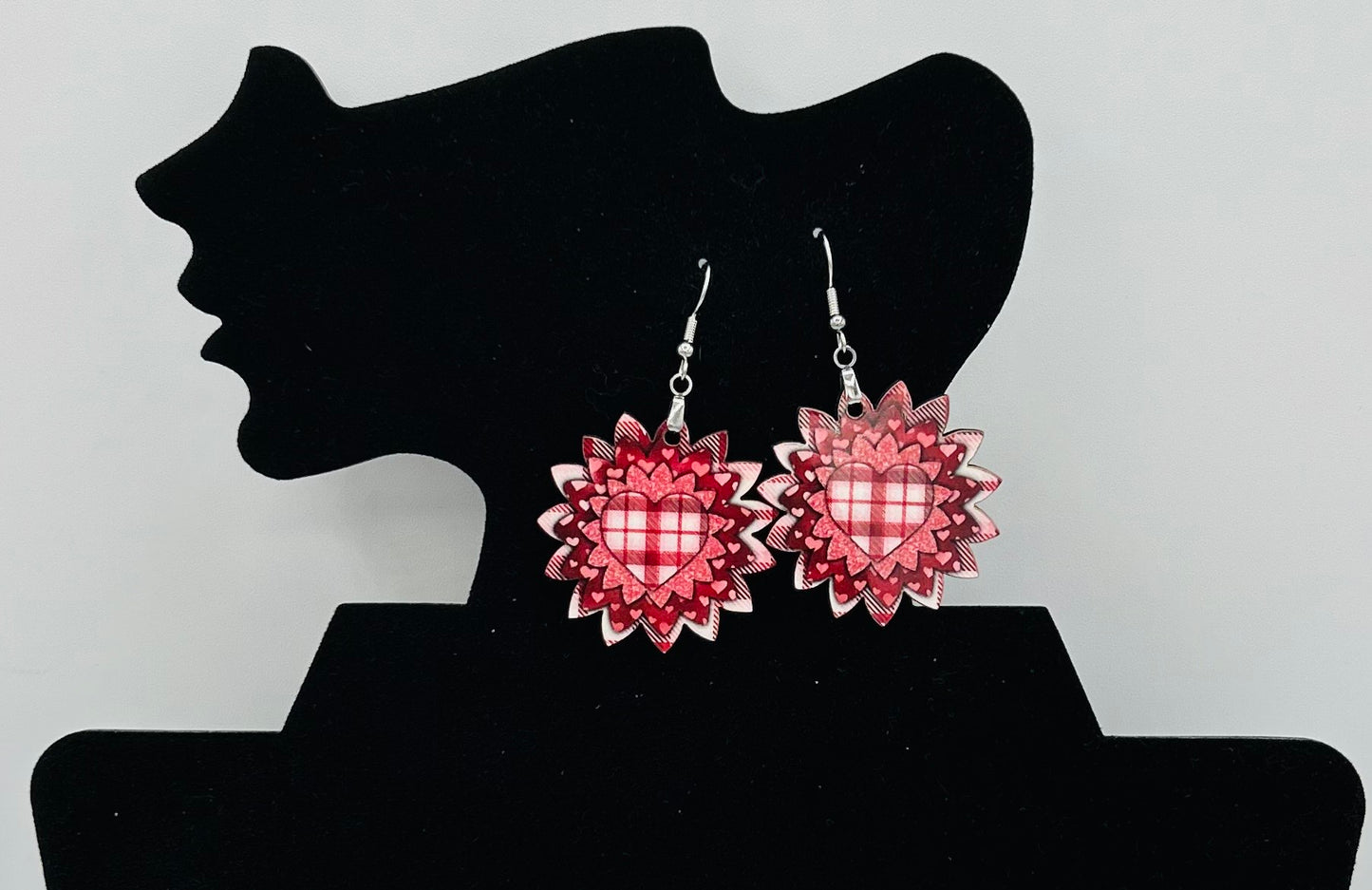 Sunflower Shaped Valentines Themed Sublimated Earrings