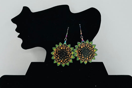 Sunflower Shaped Sublimated Earrings