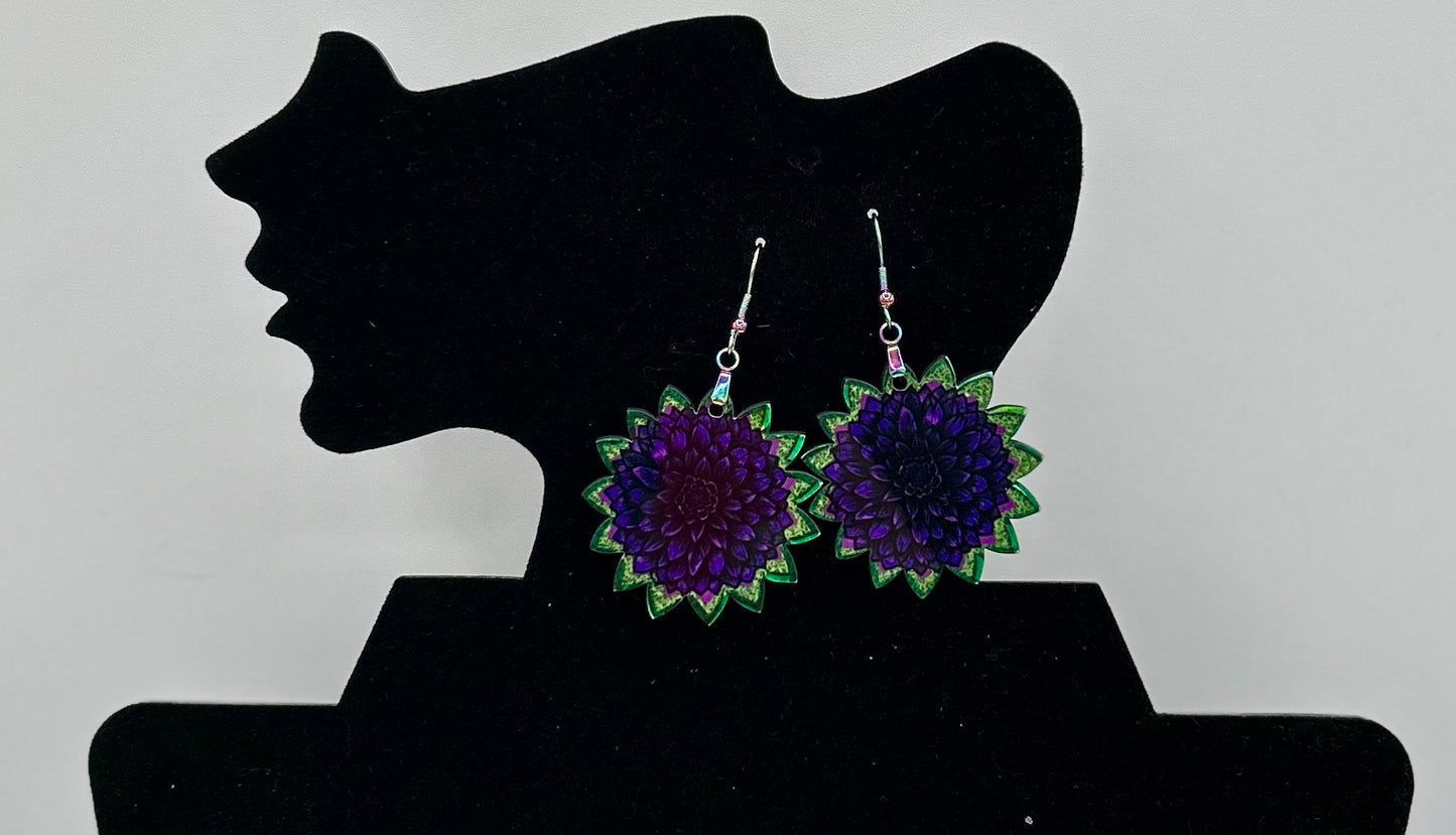 Sunflower Shaped Sublimated Earrings