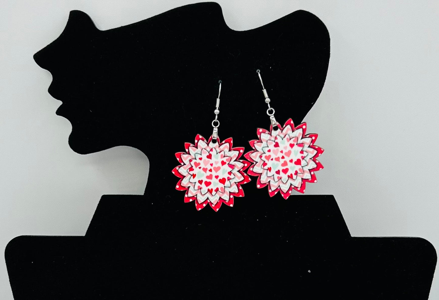 Sunflower Shaped Valentines  Themed Sublimated Earrings