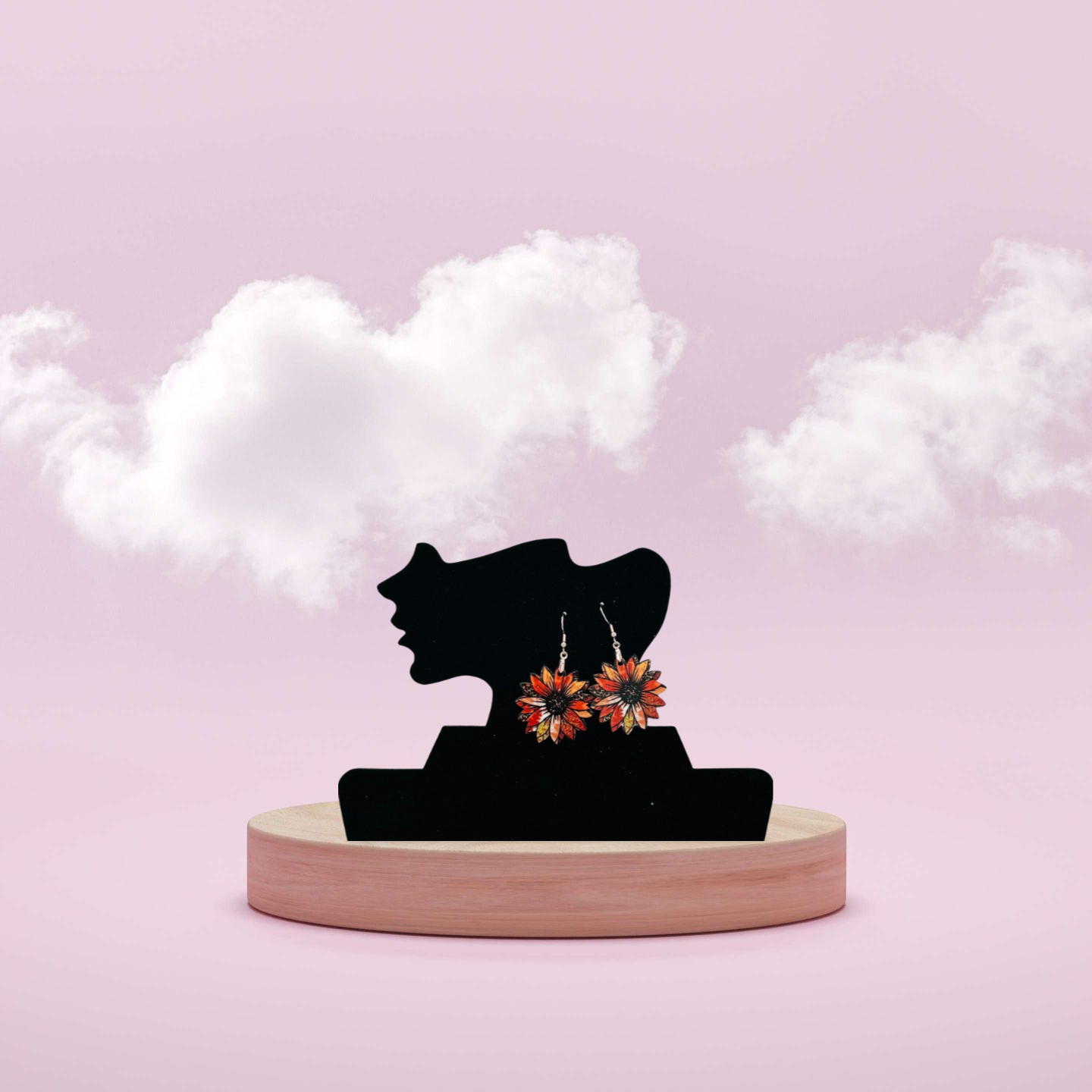 Sunflower Shaped Sublimated Earrings