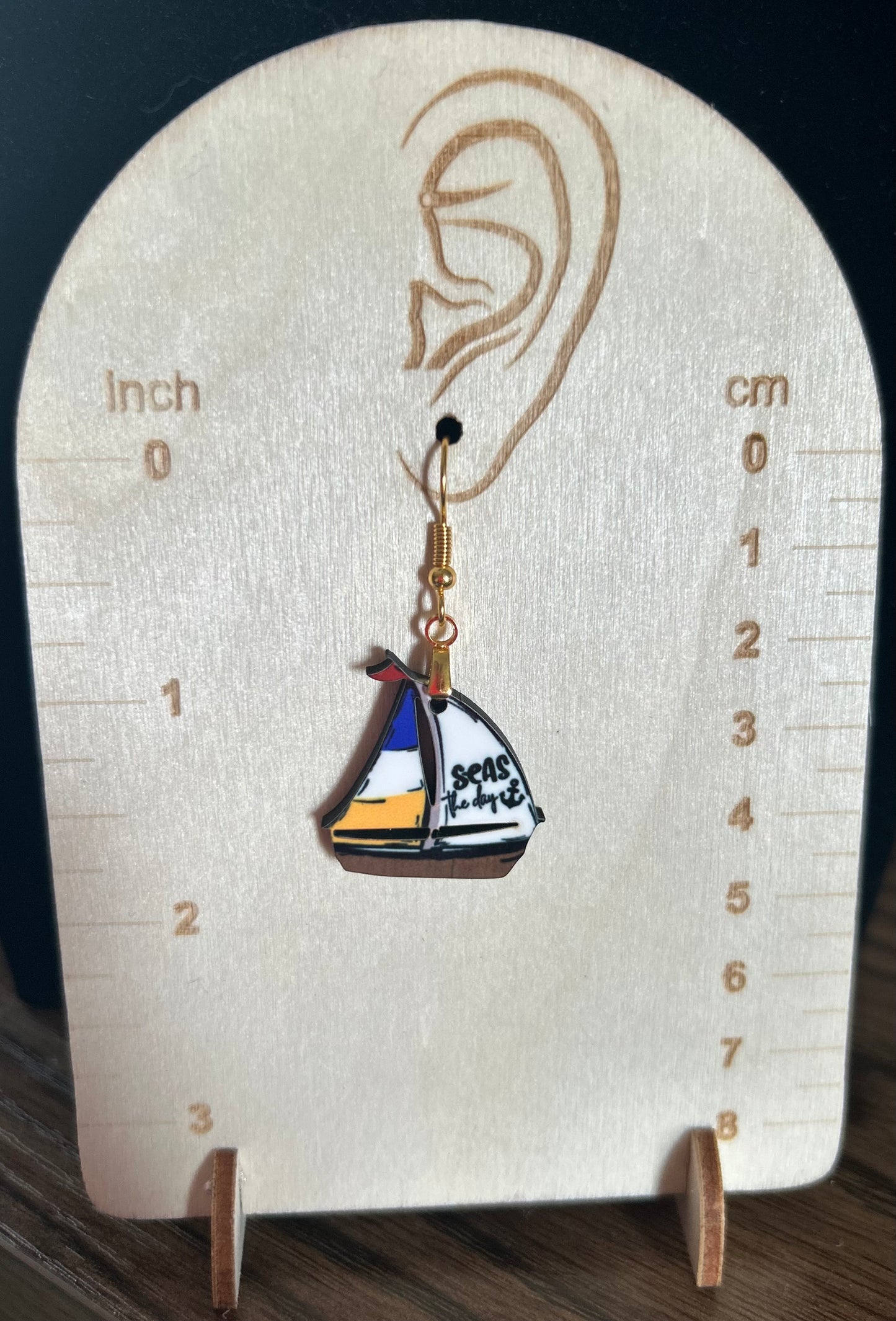 Sailboat Shaped Sublimated Earrings 1 inch