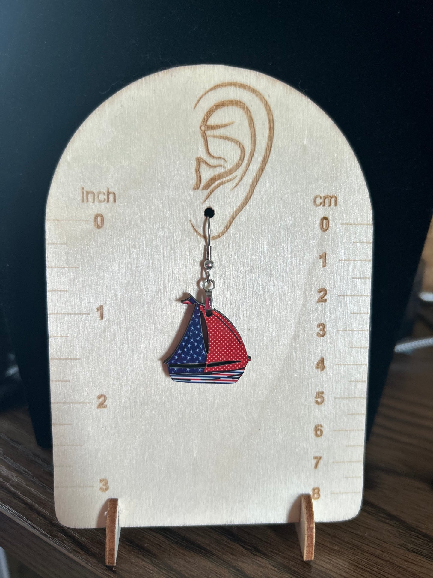 Sailboat Shaped Sublimated Earrings 1 inch