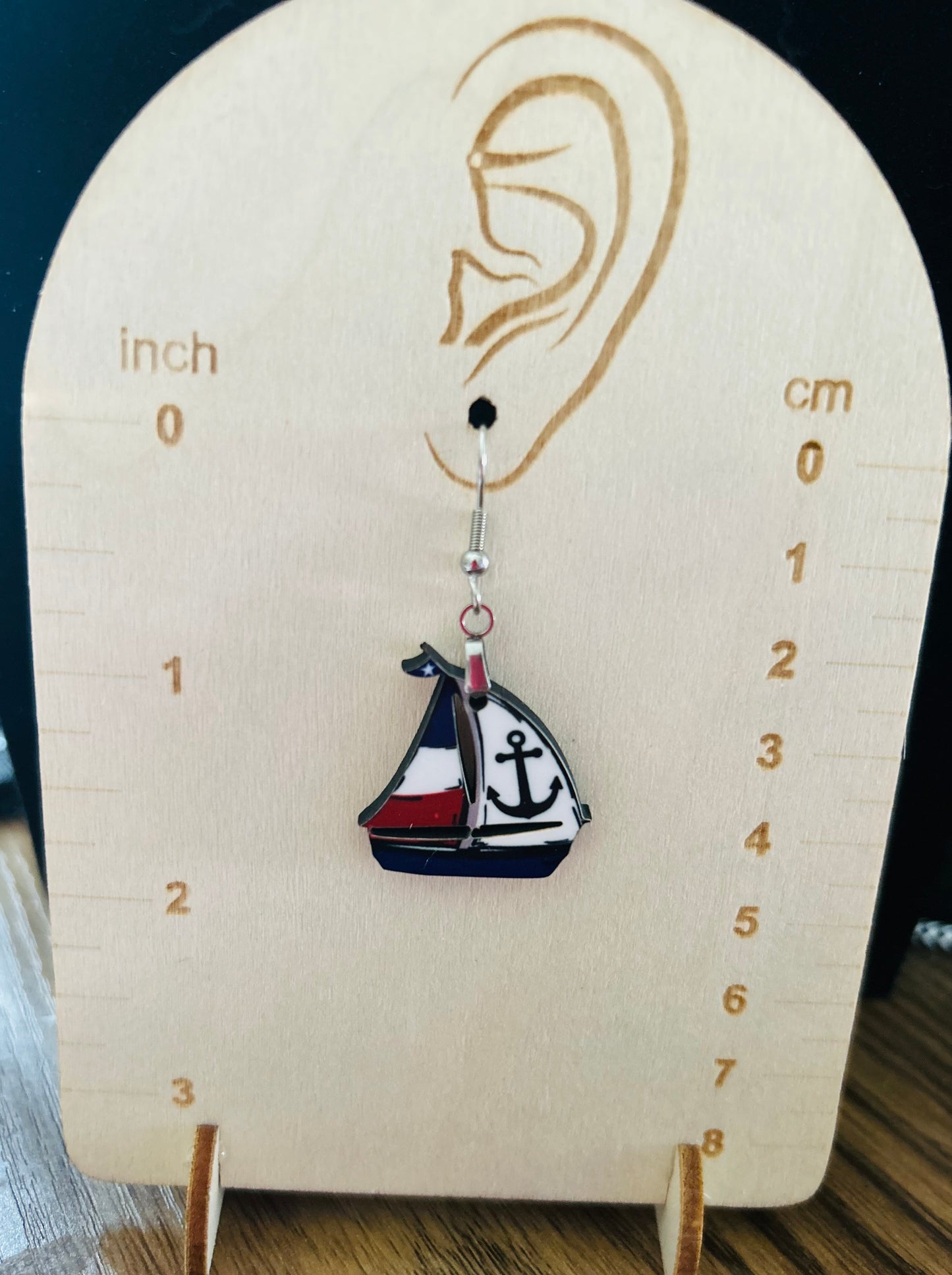 Sailboat Shaped Sublimated Earrings 1 inch