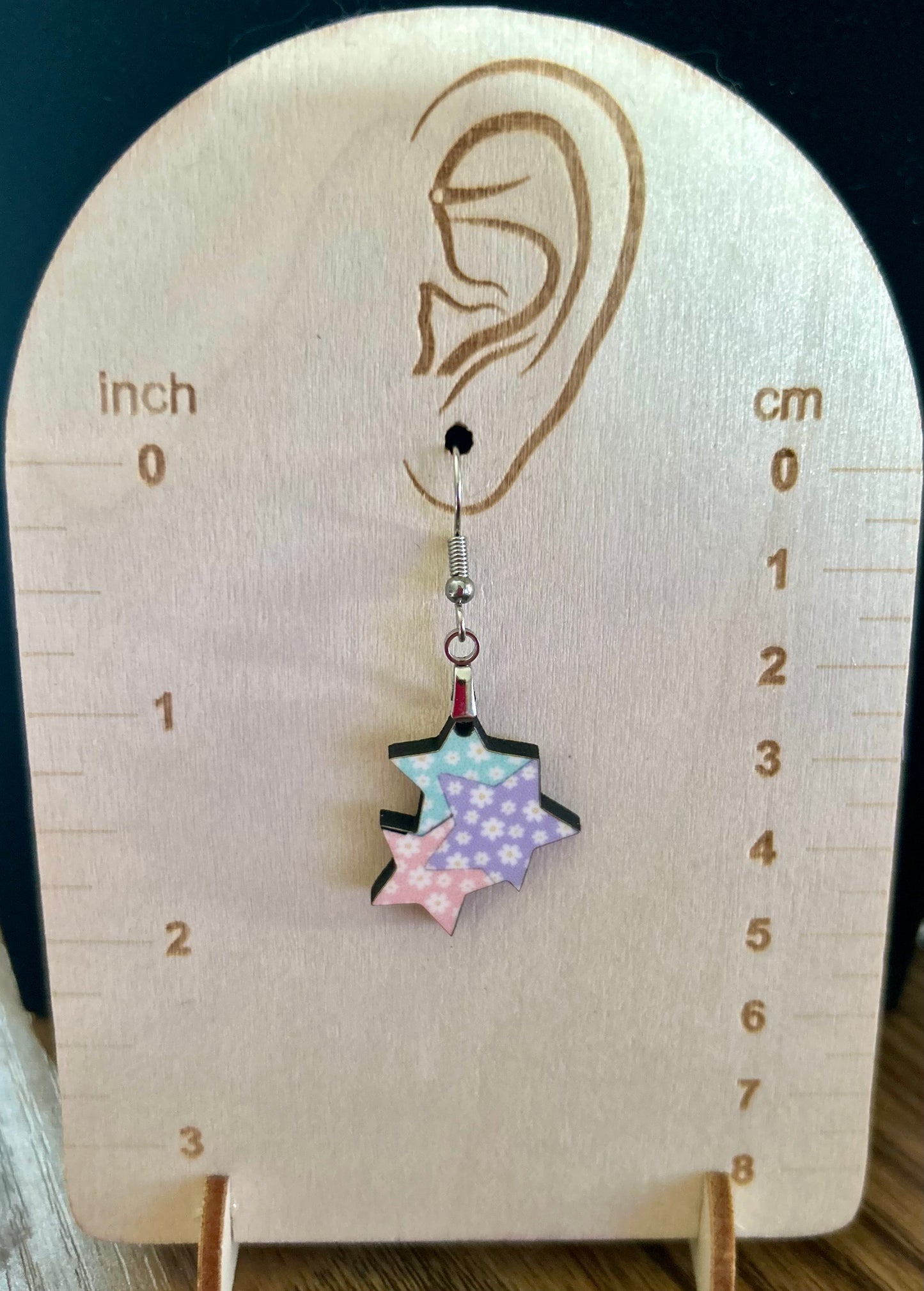 Triple StarShaped Sublimated Earrings 1 inch