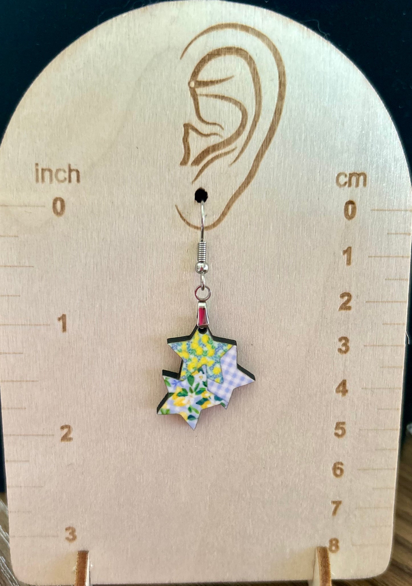 Triple StarShaped Sublimated Earrings 1 inch
