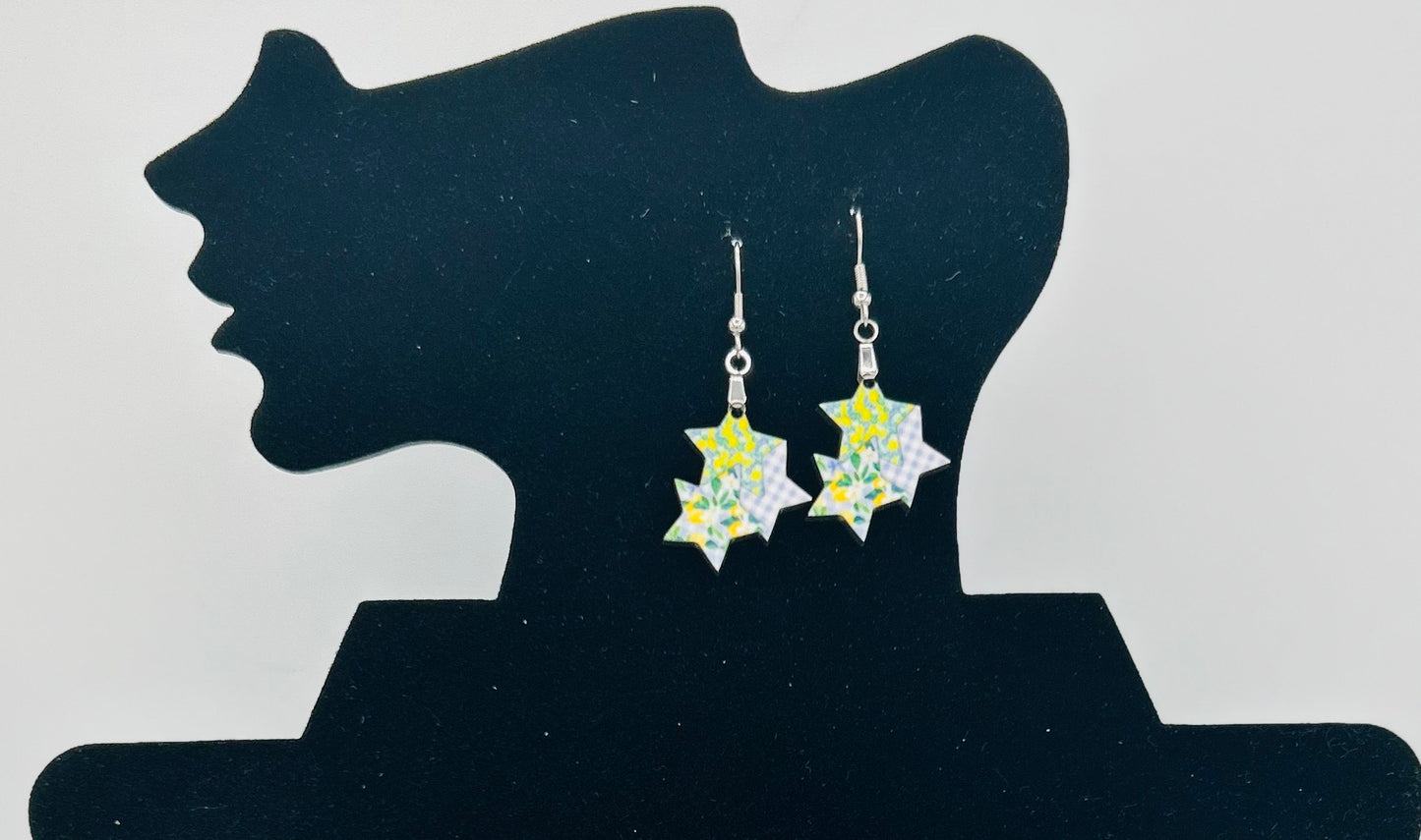 Triple StarShaped Sublimated Earrings 1 inch