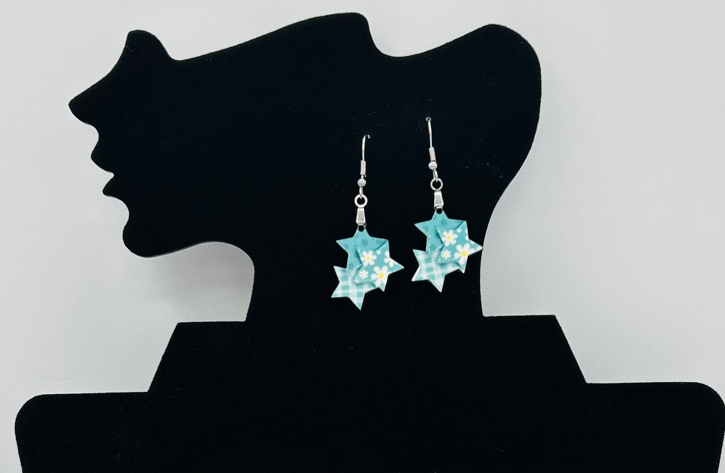 Triple Star Shaped Sublimated Earrings 1 in.