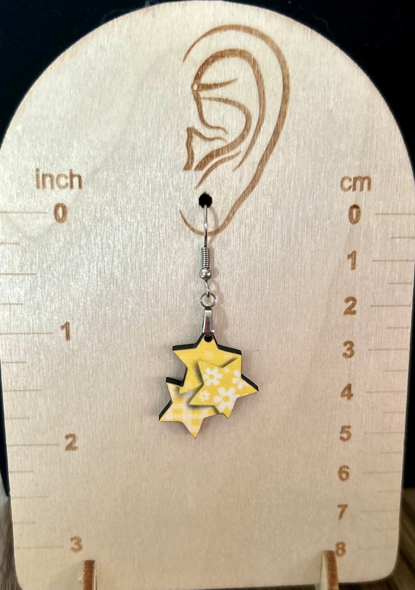 Triple Star Shaped Sublimated Earrings 1 in.