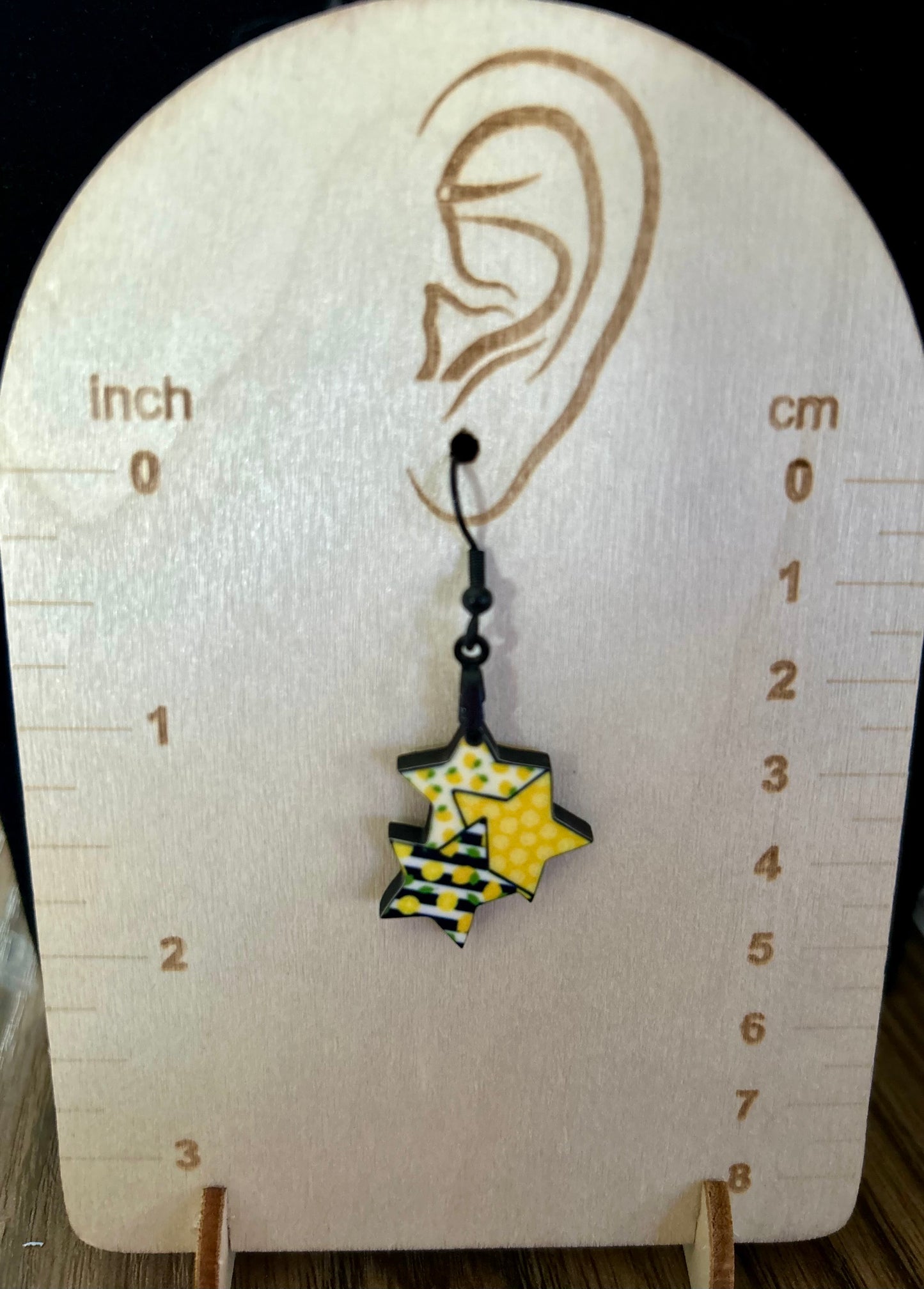 Triple Star Shaped Sublimated Earrings 1 in.