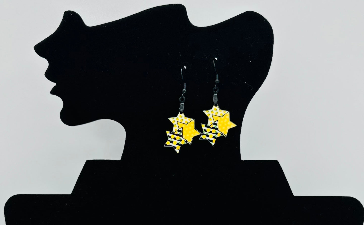 Triple Star Shaped Sublimated Earrings 1 in.
