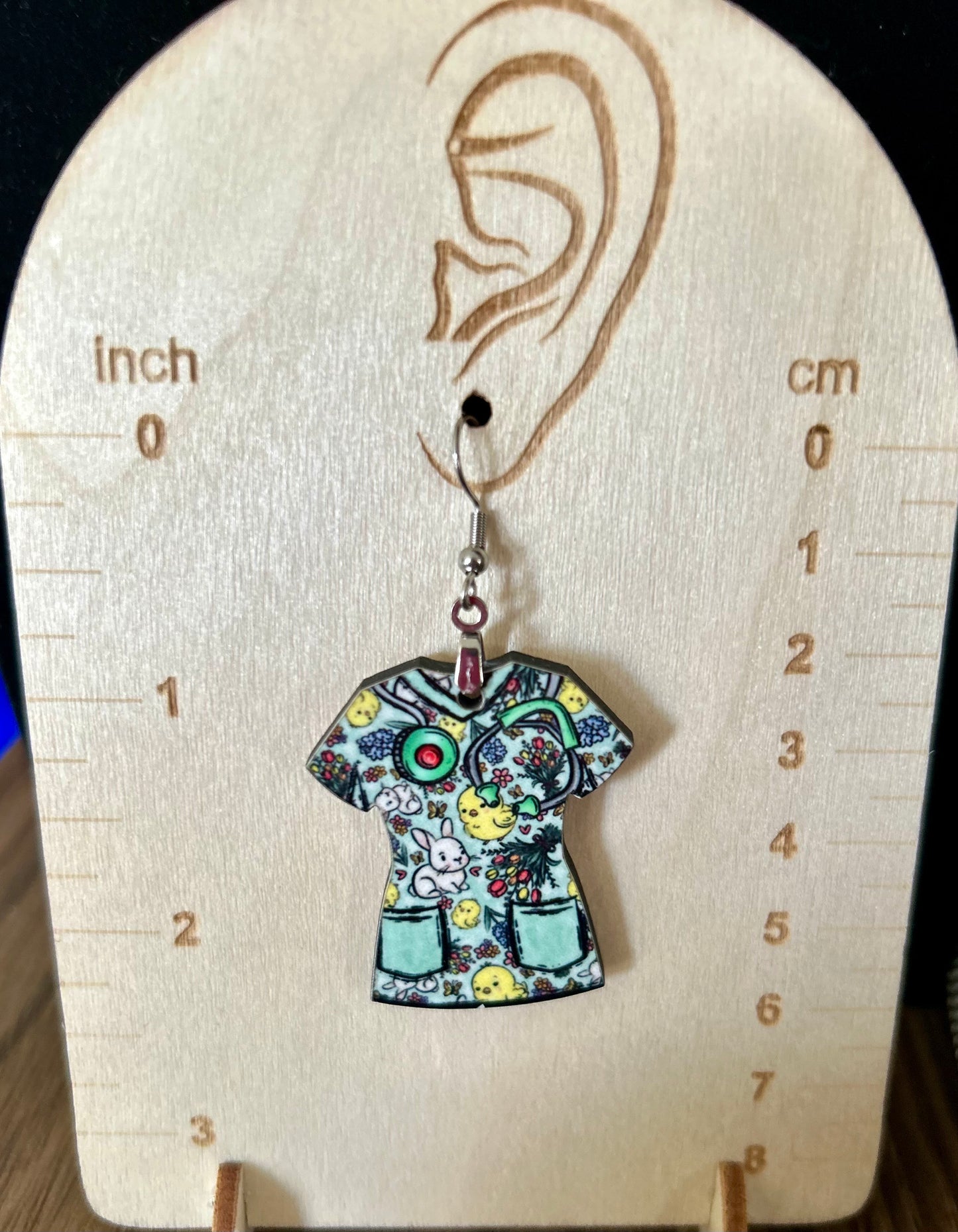 Scrub Top Shaped Sublimated Earrings
