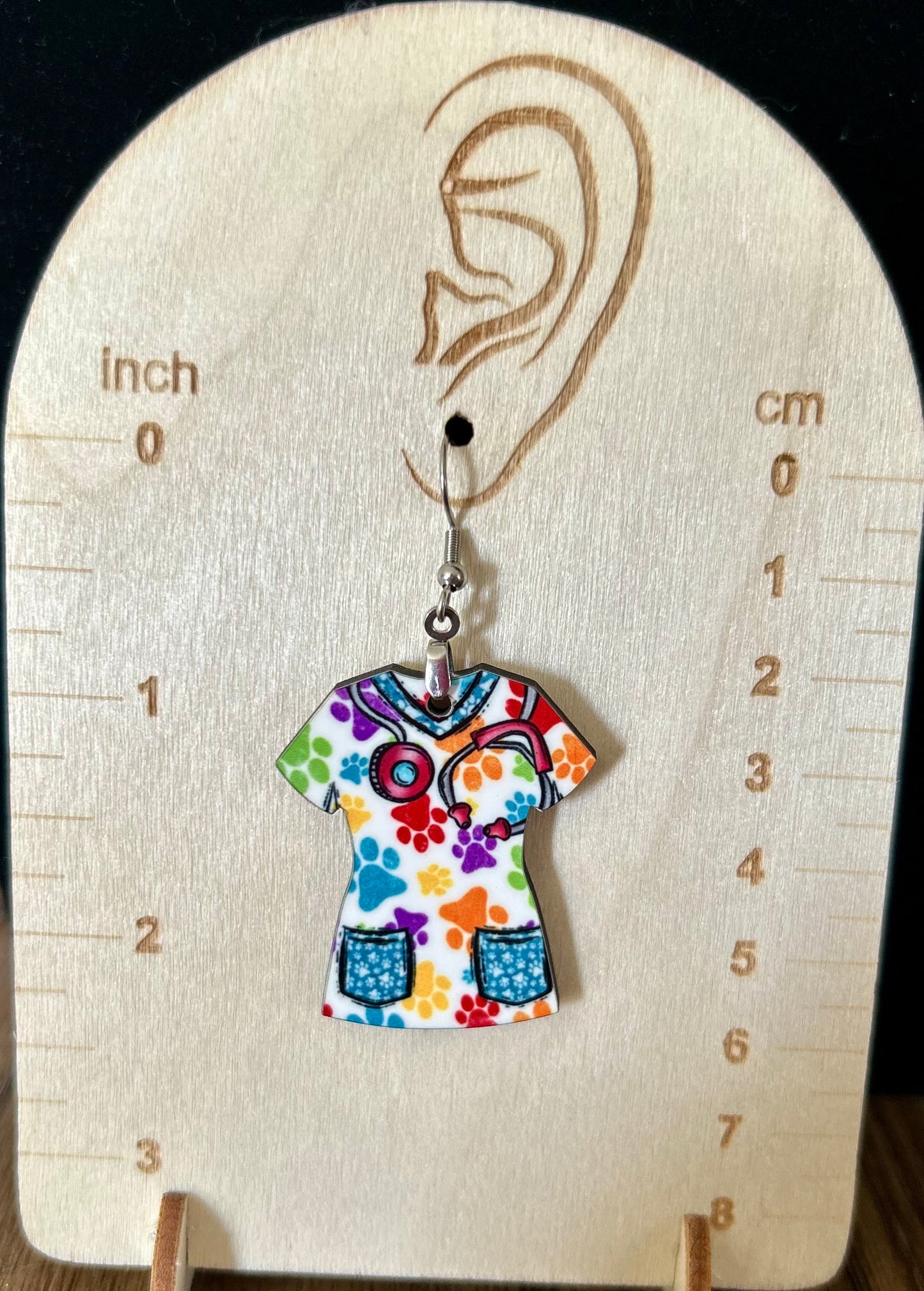 Scrub Top Shaped Sublimated Earrings