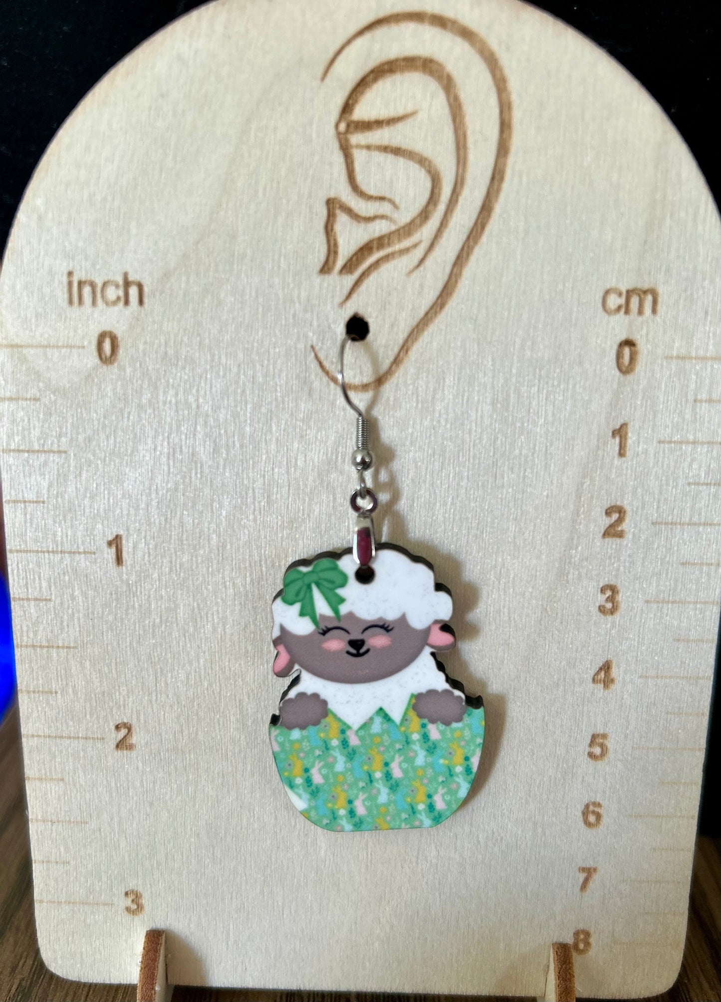 Sheep in an Egg Shaped Sublimated Earrings