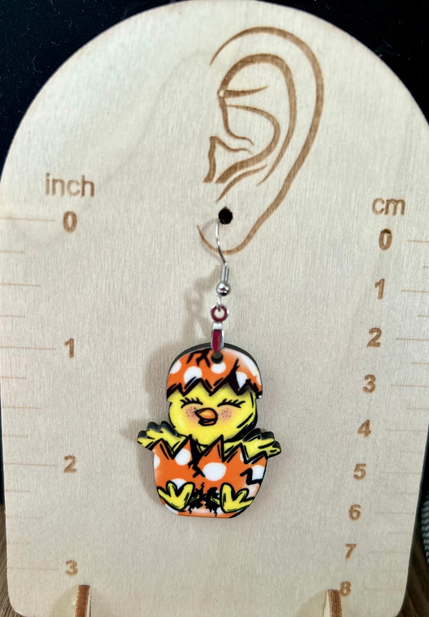 Chick in Egg Shaped Sublimated Earring