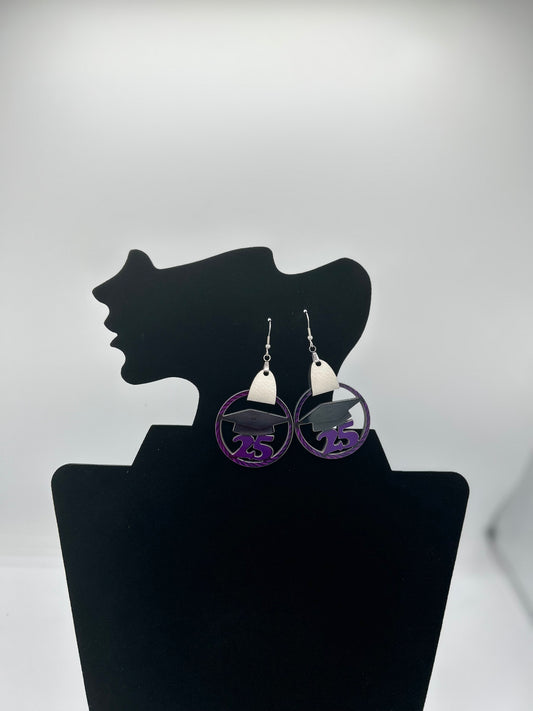 Faux Leather and MDF Graduation 25 Sublimated Earrings